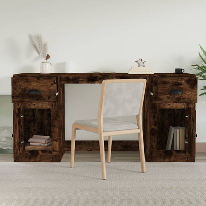 Schreibtisch mit Stauraum Räuchereiche Holzwerkstoff