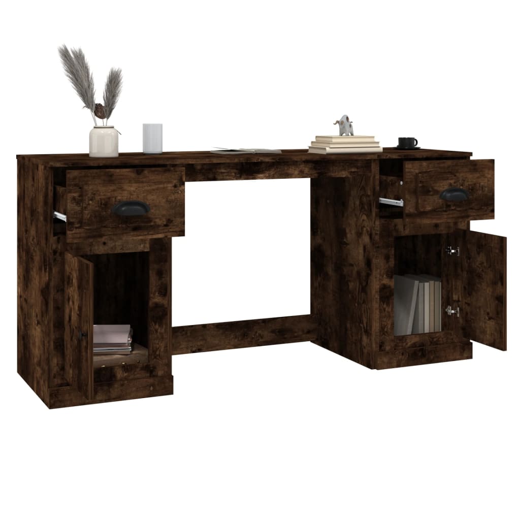 Schreibtisch mit Stauraum Räuchereiche Holzwerkstoff