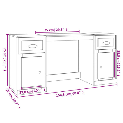 Schreibtisch mit Stauraum Räuchereiche Holzwerkstoff