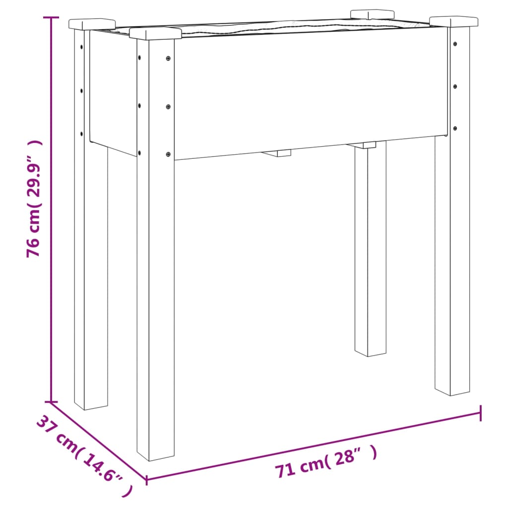 Pflanzkübel mit Einsatz Braun 71x37x76 cm Massivholz Tanne