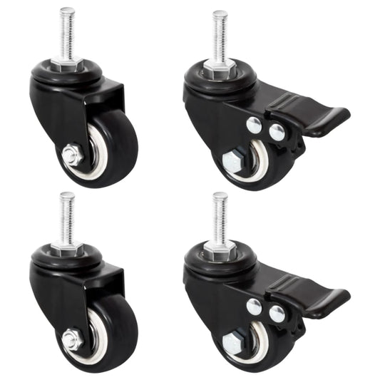 Rollen für Pflanzkübel 4 Stk. Schwarz 8x3,5x8 cm Eisen