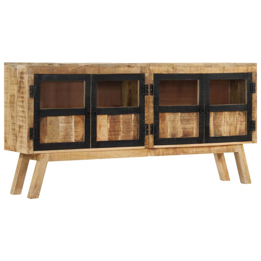 Skænk Brun og Sort 160x30x76 cm Massivt mangotræ
