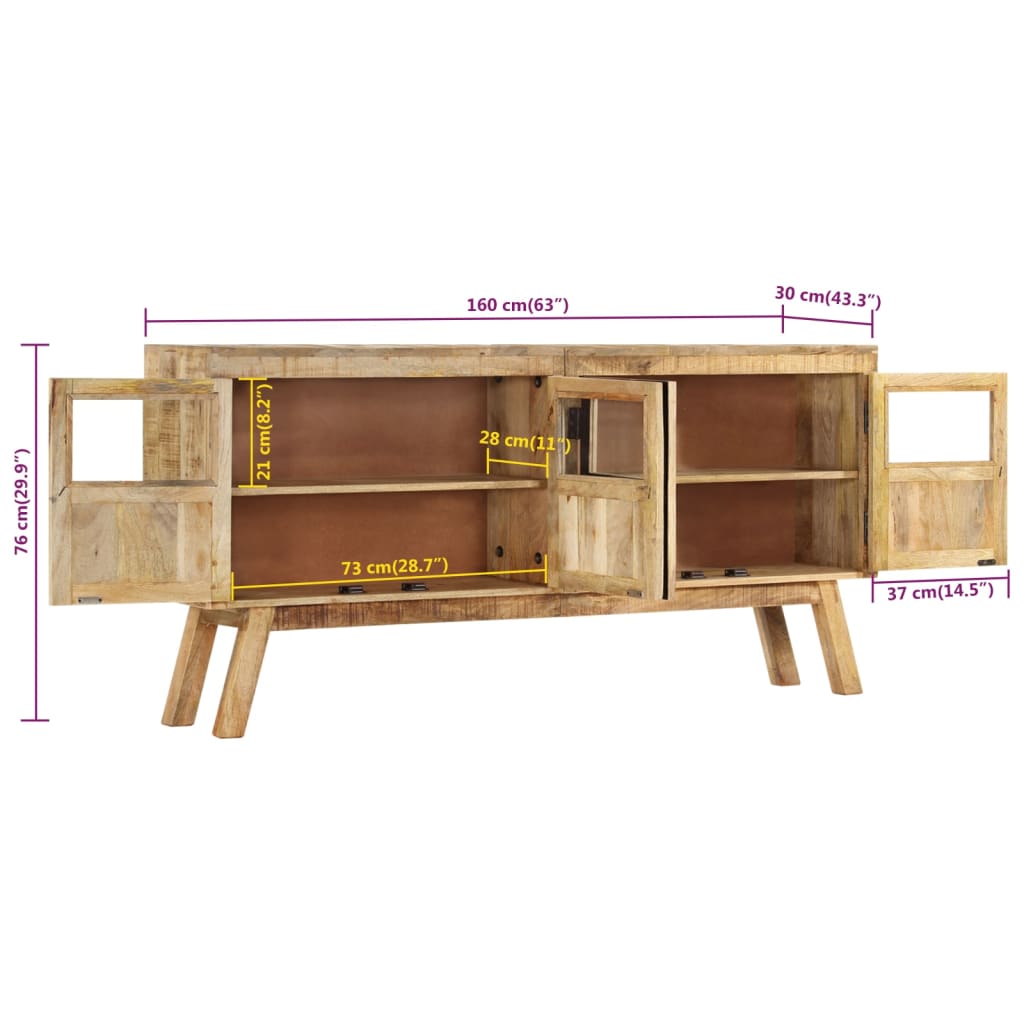 Sideboard Braun und Schwarz 160x30x76 cm Massivholz Mango