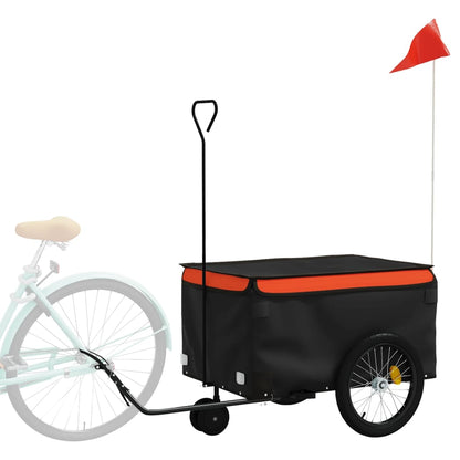 Fahrradanhänger Schwarz und Orange 30 kg Eisen