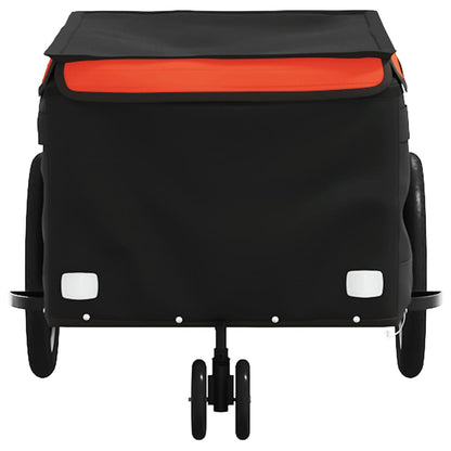 Fahrradanhänger Schwarz und Orange 30 kg Eisen