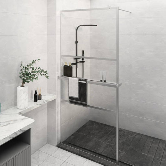 Duschwand mit Ablage für Walk-In-Dusche Chrom 80x195 cm ESG