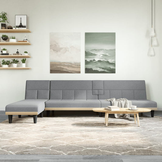 Schlafsofa in L-Form Hellgrau 255x140x70 cm Stoff
