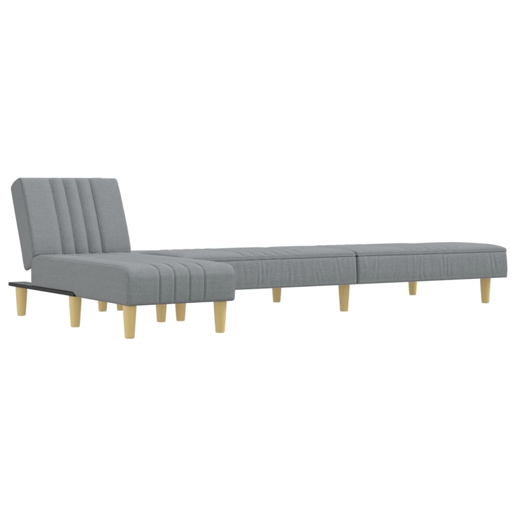 Schlafsofa in L-Form Hellgrau 255x140x70 cm Stoff