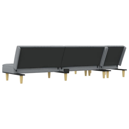 Schlafsofa in L-Form Hellgrau 255x140x70 cm Stoff