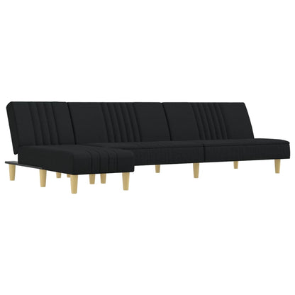 Schlafsofa in L-Form Schwarz 255x140x70 cm Stoff
