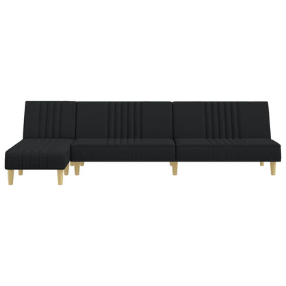 Schlafsofa in L-Form Schwarz 255x140x70 cm Stoff