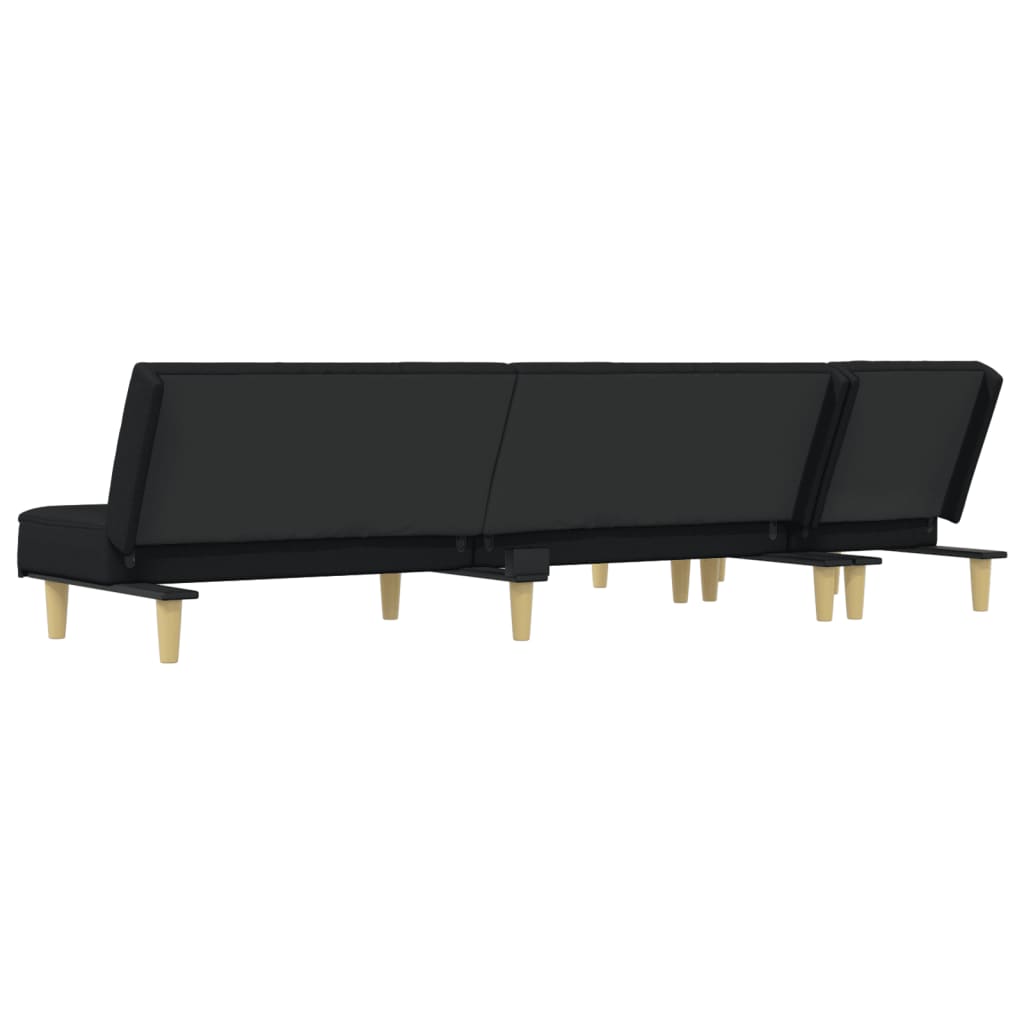 Schlafsofa in L-Form Schwarz 255x140x70 cm Stoff