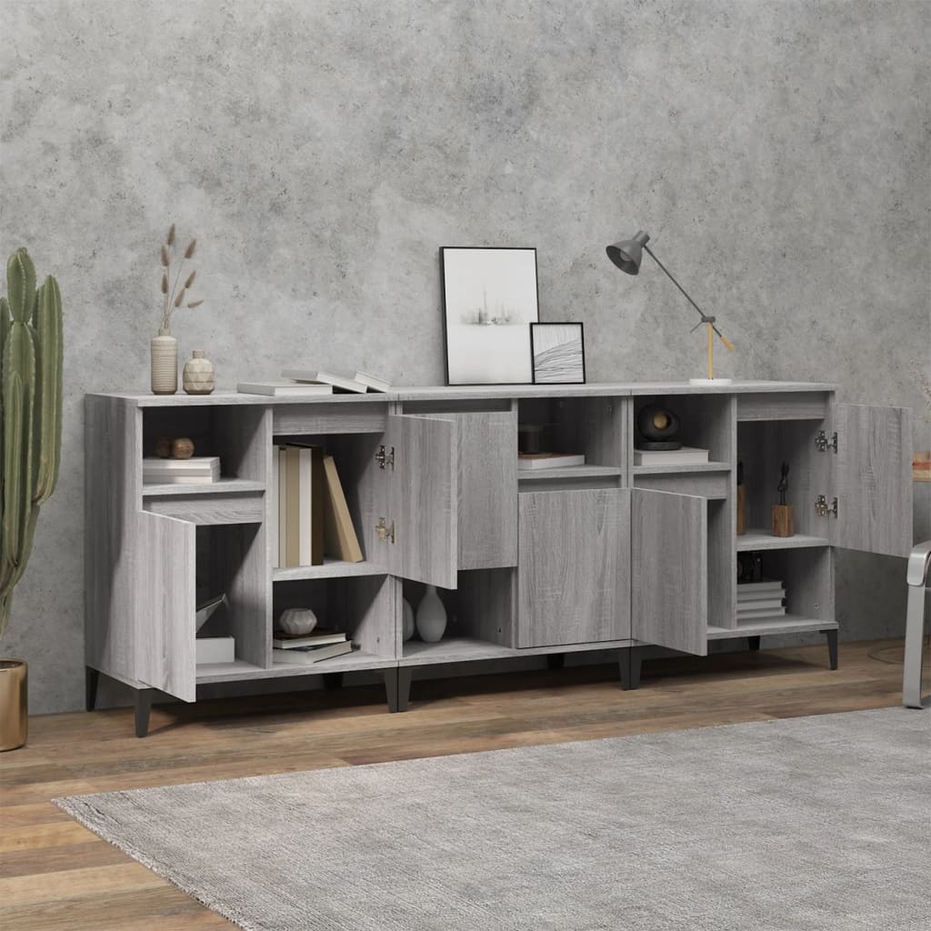 Sideboards 3 Stk. Grau Sonoma 60x35x70 cm Holzwerkstoff