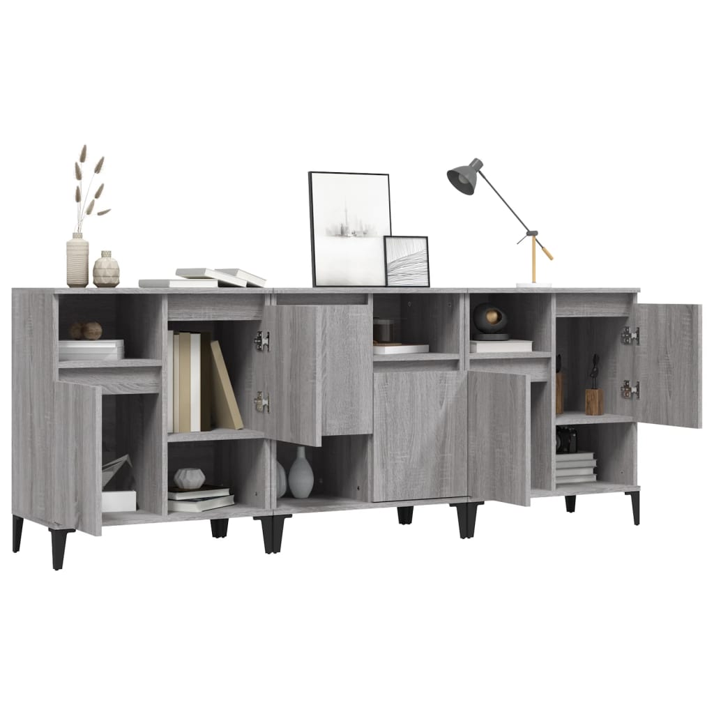 Sideboards 3 Stk. Grau Sonoma 60x35x70 cm Holzwerkstoff