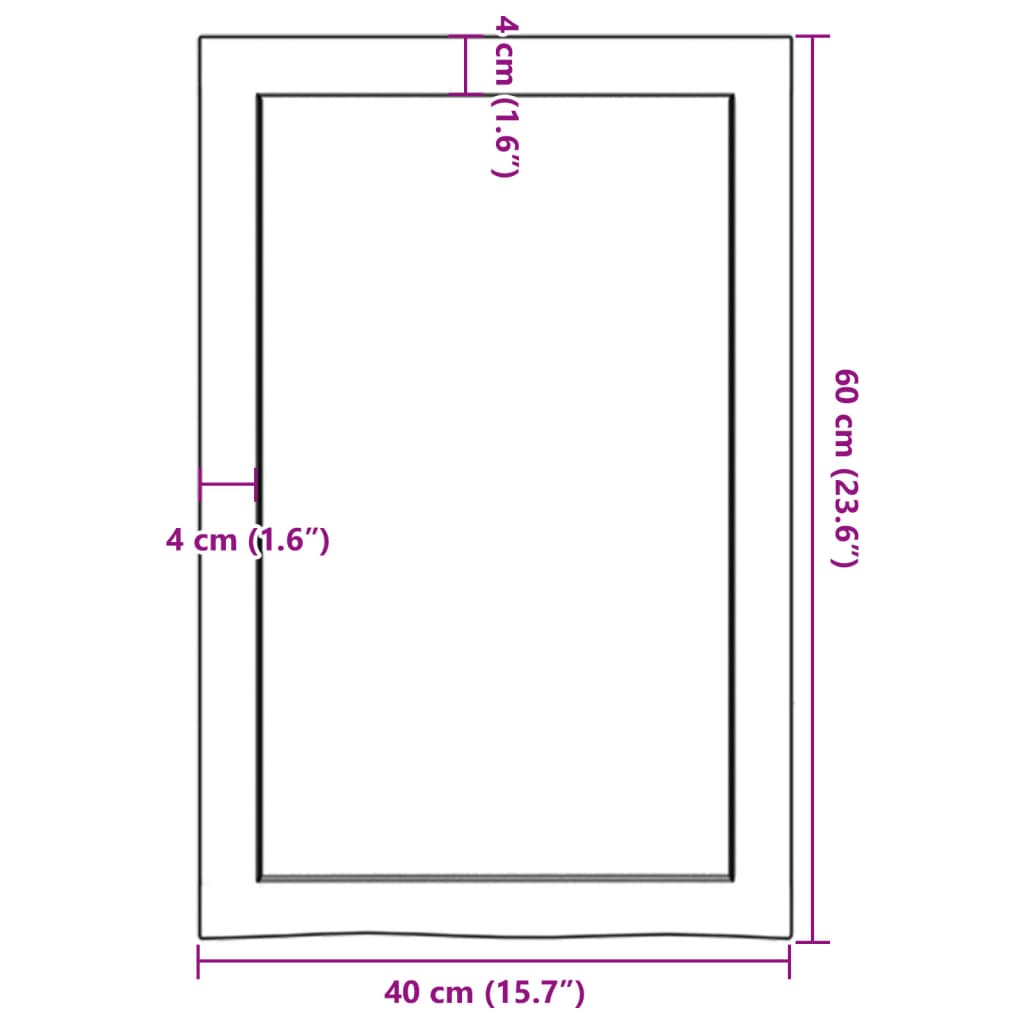 Waschtischplatte 40x60x(2-6) cm Massivholz Unbehandelt