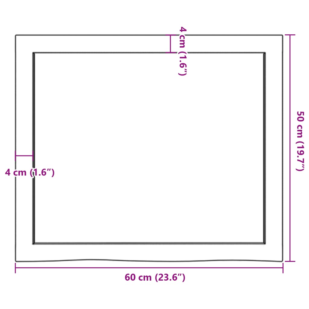 Waschtischplatte 60x50x(2-4) cm Massivholz Unbehandelt