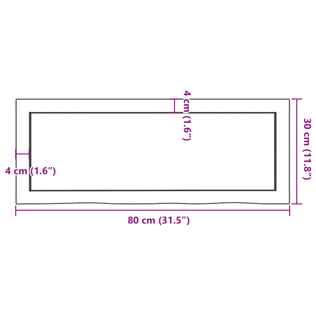 Waschtischplatte 80x30x(2-4) cm Massivholz Unbehandelt