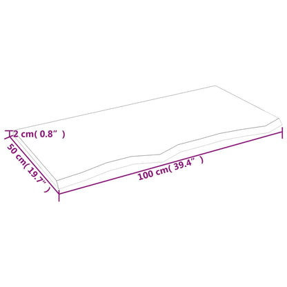 Waschtischplatte 100x50x2 cm Massivholz Unbehandelt