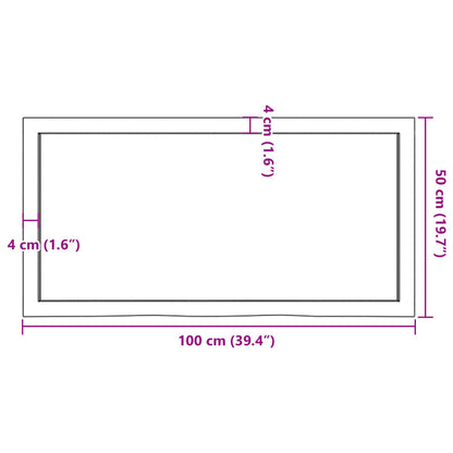 Waschtischplatte 100x50x(2-6) cm Massivholz Unbehandelt