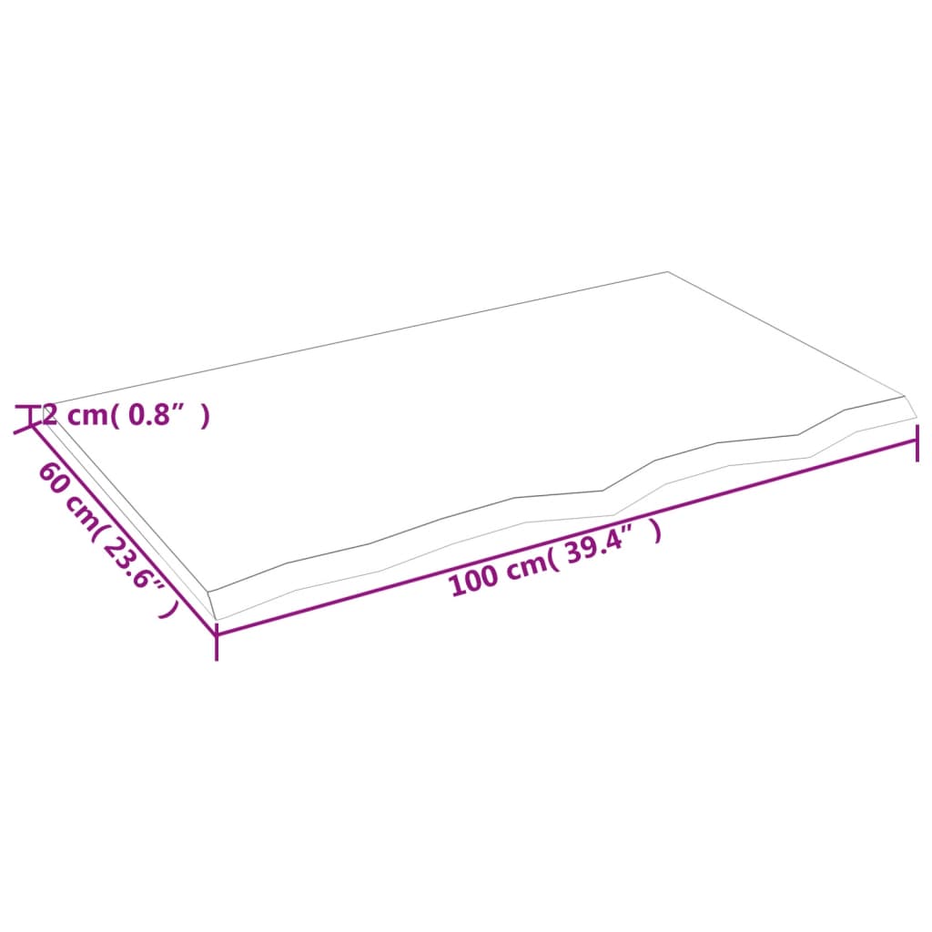 Waschtischplatte 100x60x2 cm Massivholz Unbehandelt