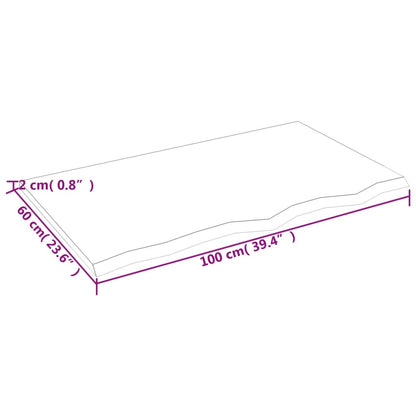 Waschtischplatte 100x60x2 cm Massivholz Unbehandelt