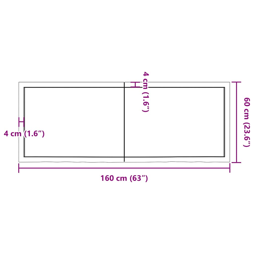 Waschtischplatte 160x60x(2-6) cm Massivholz Unbehandelt