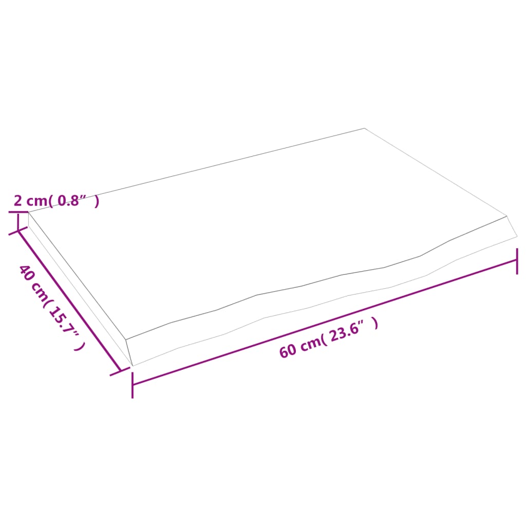 Waschtischplatte Hellbraun 60x40x2 cm Massivholz Behandelt
