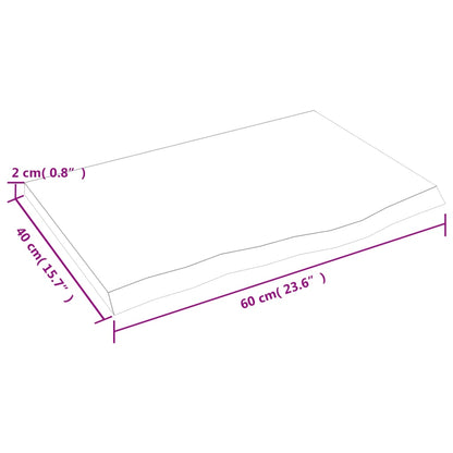 Waschtischplatte Hellbraun 60x40x2 cm Massivholz Behandelt