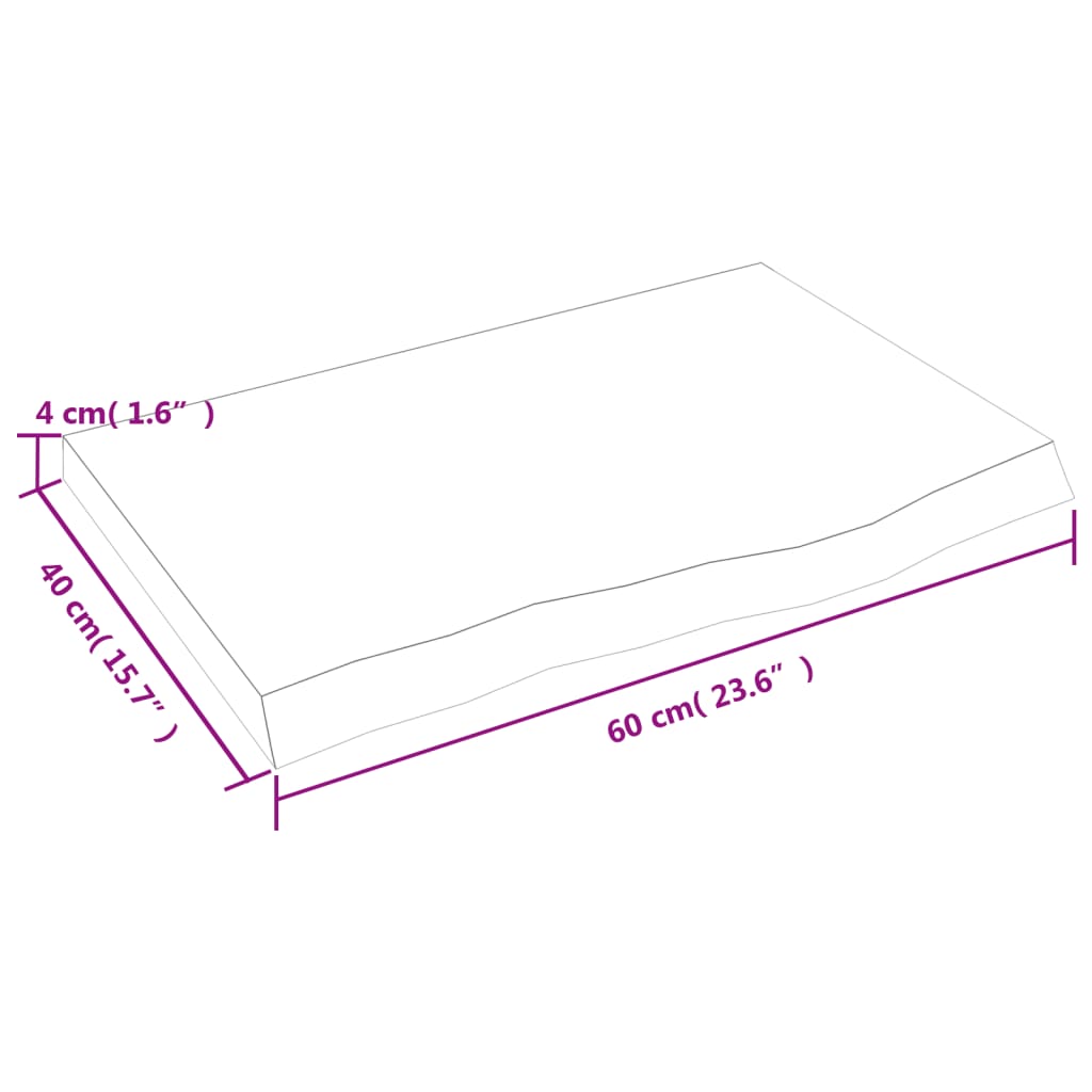 Waschtischplatte Hellbraun 60x40x(2-4) cm Massivholz Behandelt