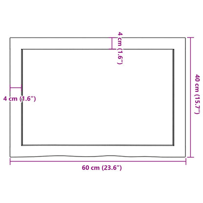 Waschtischplatte Hellbraun 60x40x(2-4) cm Massivholz Behandelt