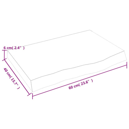 Waschtischplatte Hellbraun 60x40x(2-6) cm Massivholz Behandelt