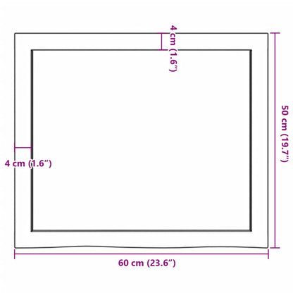 Waschtischplatte Hellbraun 60x50x(2-6) cm Massivholz Behandelt