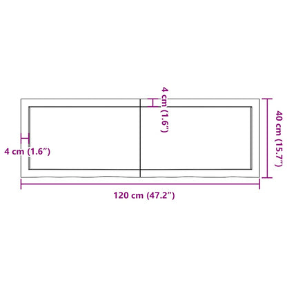 Waschtischplatte Hellbraun 120x40x(2-6) cm Massivholz Behandelt
