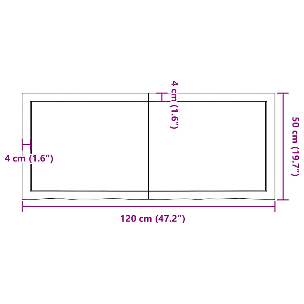 Waschtischplatte Hellbraun 120x50x(2-6) cm Massivholz Behandelt