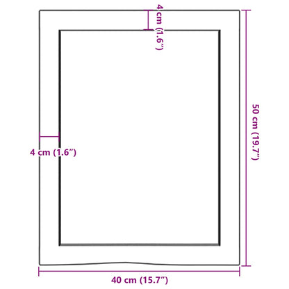 Waschtischplatte Dunkelbraun 40x50x(2-6)cm Massivholz Behandelt