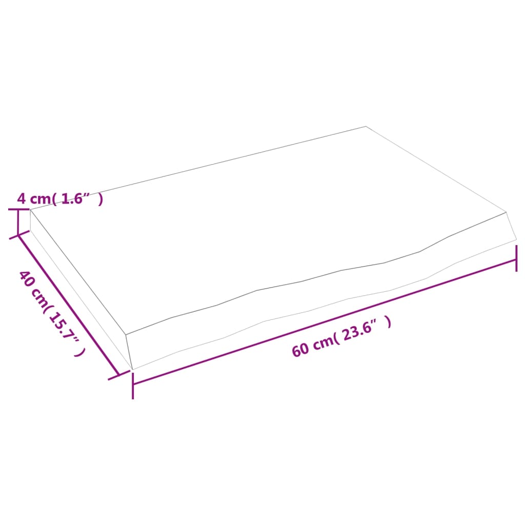 Waschtischplatte Dunkelbraun 60x40x(2-4)cm Massivholz Behandelt