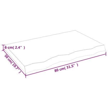 Waschtischplatte Dunkelbraun 80x50x(2-6)cm Massivholz Behandelt