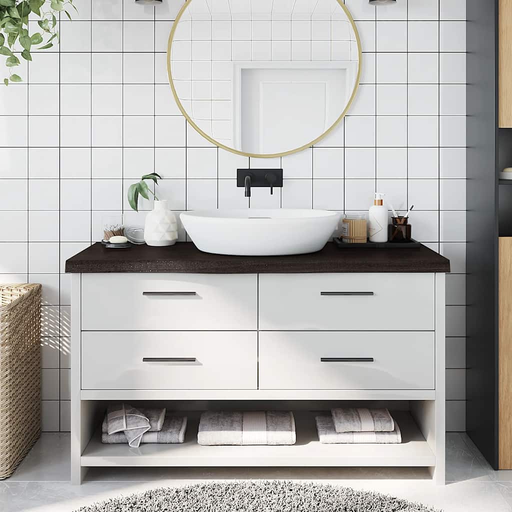 Waschtischplatte Dunkelbraun 100x40x(2-6)cm Massivholz