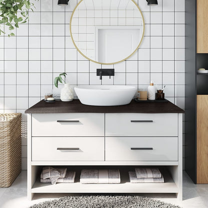 Waschtischplatte Dunkelbraun 100x50x2 cm Massivholz Behandelt