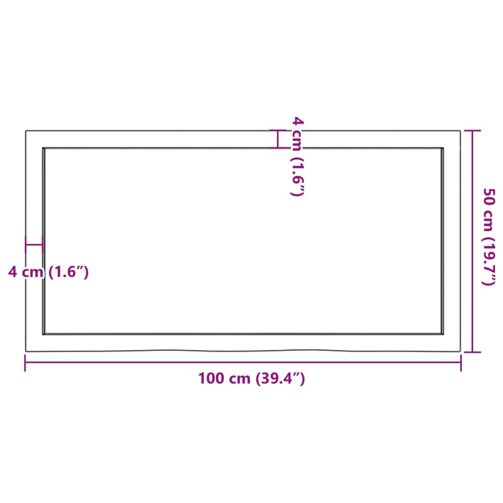 Waschtischplatte Dunkelbraun 100x50x(2-4)cm Massivholz
