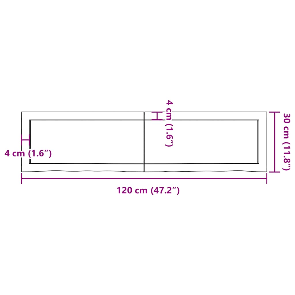 Waschtischplatte Dunkelbraun 120x30x(2-6)cm Massivholz