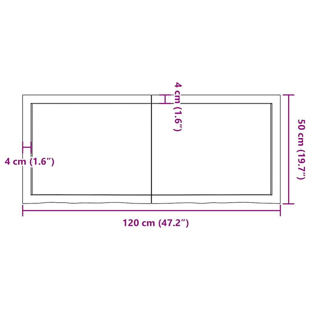 Waschtischplatte Dunkelbraun 120x50x(2-4)cm Massivholz