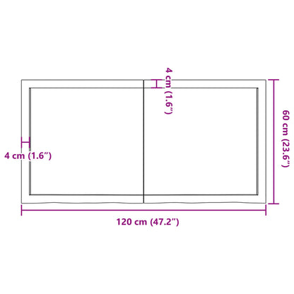 Waschtischplatte Dunkelbraun 120x60x(2-4)cm Massivholz