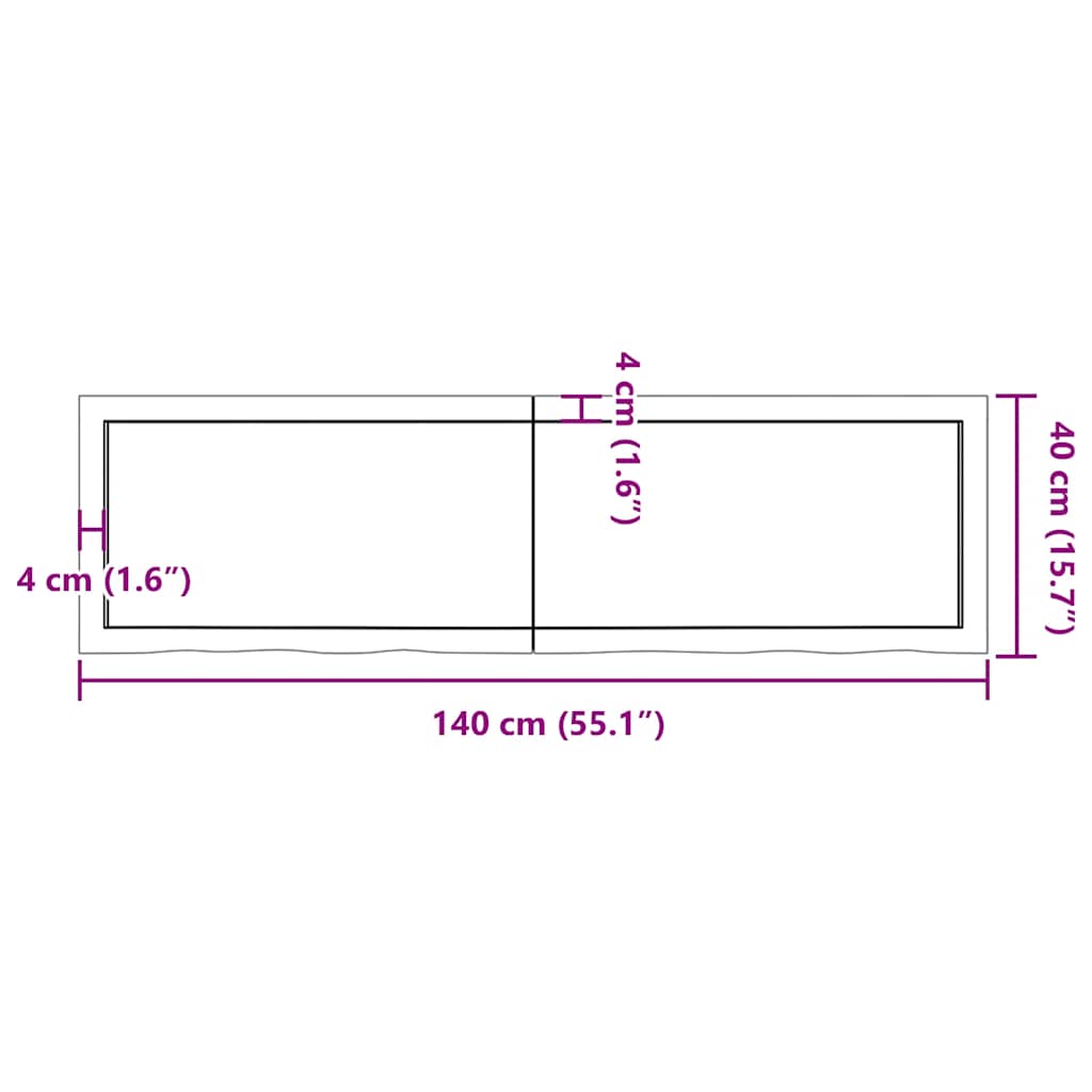 Waschtischplatte Dunkelbraun 140x40x(2-4)cm Massivholz