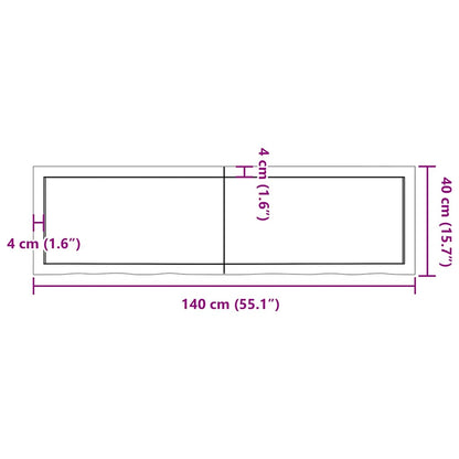 Waschtischplatte Dunkelbraun 140x40x(2-4)cm Massivholz