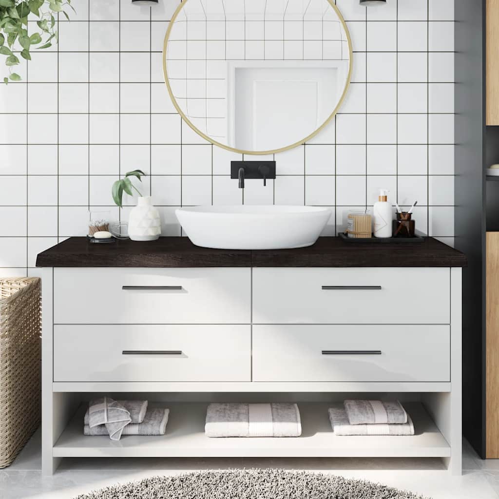 Waschtischplatte Dunkelbraun 160x50x(2-6)cm Massivholz