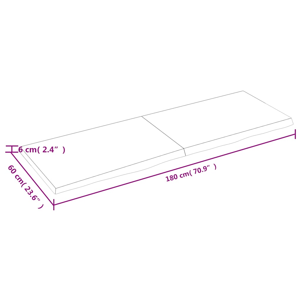 Waschtischplatte Dunkelbraun 180x60x(2-6)cm Massivholz