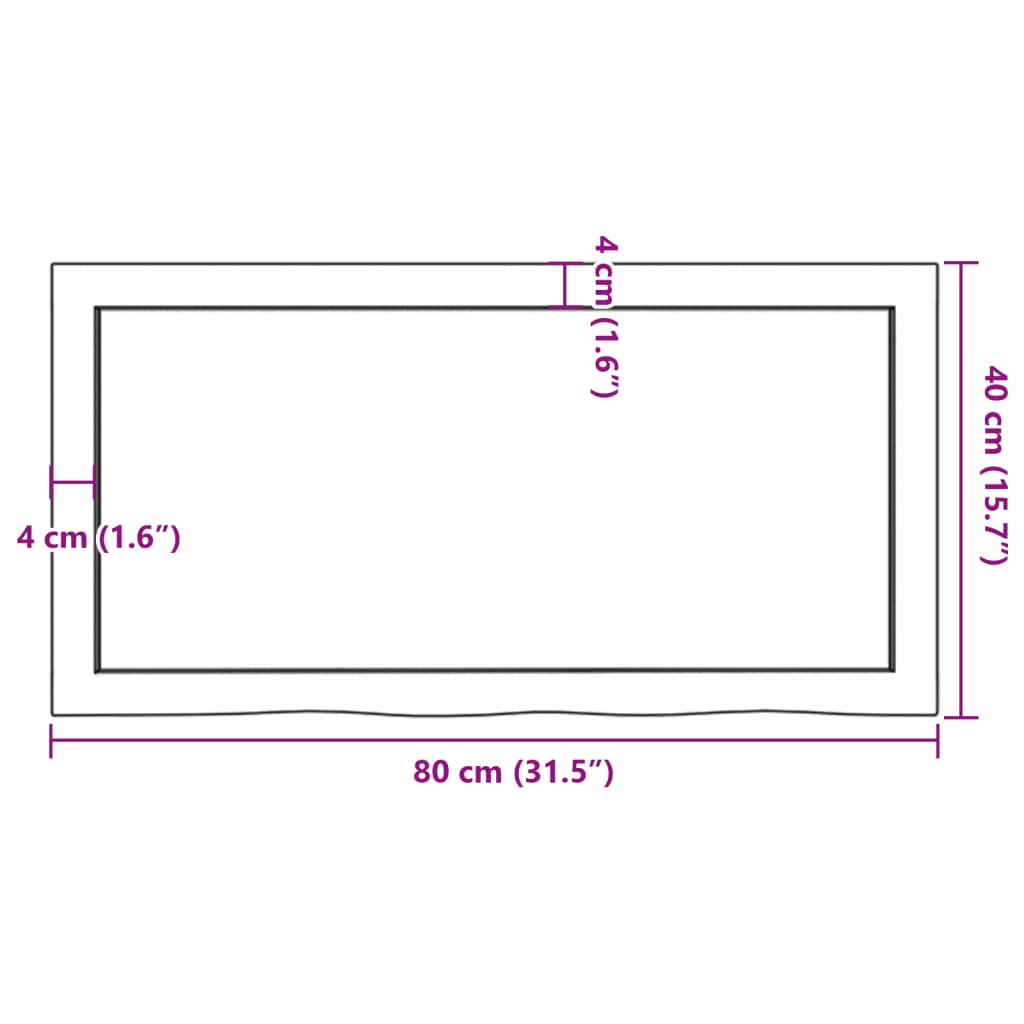 Tischplatte 80x40x(2-4) cm Massivholz Eiche Unbehandelt