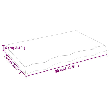 Tischplatte 80x50x(2-6) cm Massivholz Eiche Unbehandelt