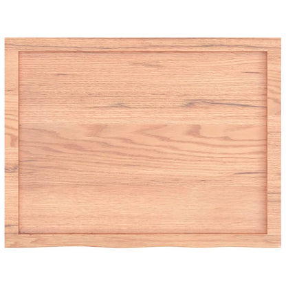 Tischplatte Hellbraun 80x60x(2-6) cm Massivholz Eiche Behandelt
